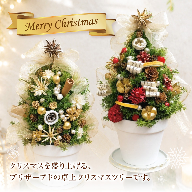 プリザーブド卓上クリスマスツリー ［133O18］