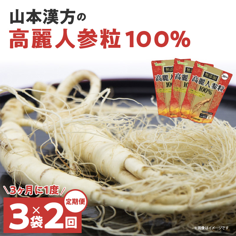 ＜3ヶ月に1度、2回送付定期便＞山本漢方の無添加高麗人参粒