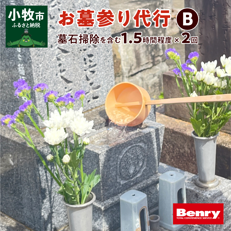 お墓参り代行B（墓石掃除を含む1.5時間程度×２回）