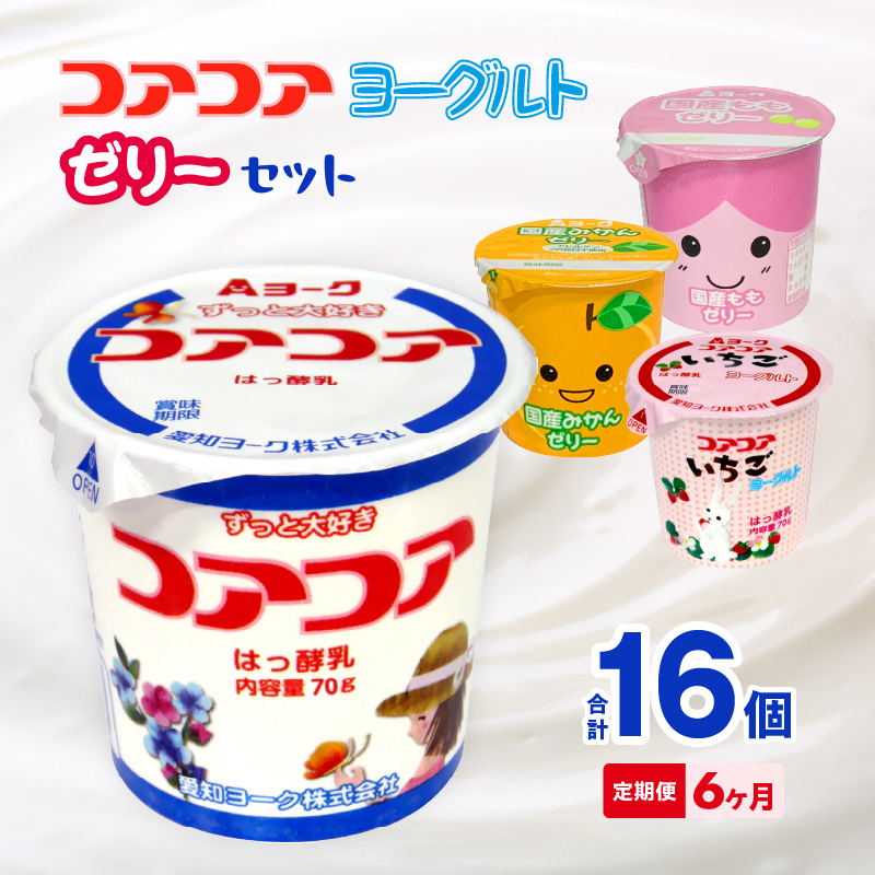 【6ヶ月定期便】愛知ヨーク　コアコアヨーグルト＆国産ゼリーセット　16個入