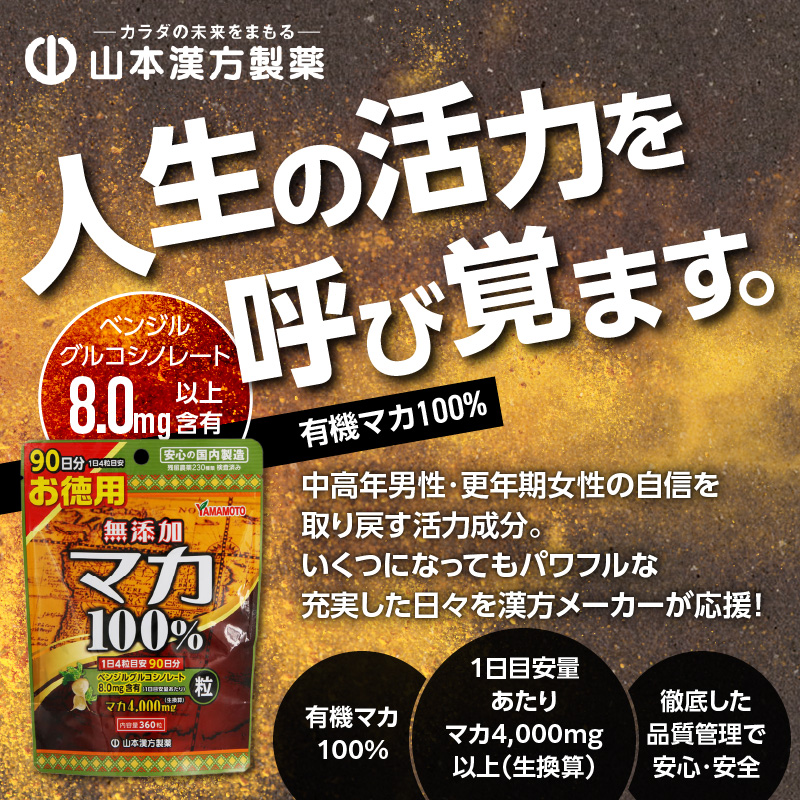 ＜6ヶ月に1度、2回送付定期便＞山本漢方の無添加マカ粒