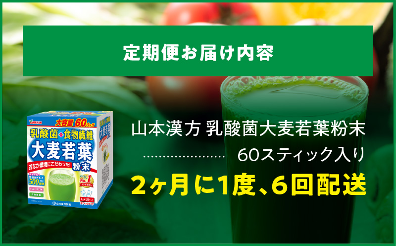 ＜2ヶ月に1度、6回送付定期便＞乳酸菌＋大麦若葉粉末60H