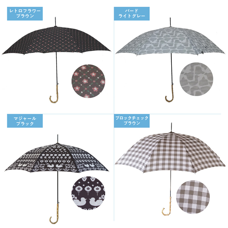 ジャンプ長傘 日傘 雨傘 晴雨兼用傘 紫外線カット（ブロックチェック　ブラウン）