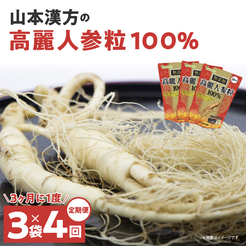 ＜3ヶ月に1度、4回送付定期便＞山本漢方の無添加高麗人参粒