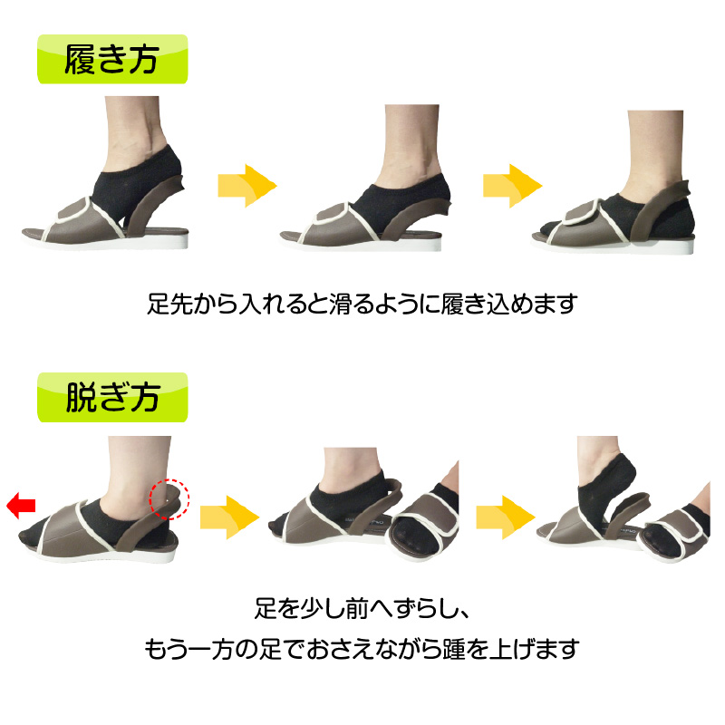 老舗義肢・装具メーカーが本気で作ったサンダル「するっとさん」①黒・ＳＳサイズ(21.0～22.5㎝)