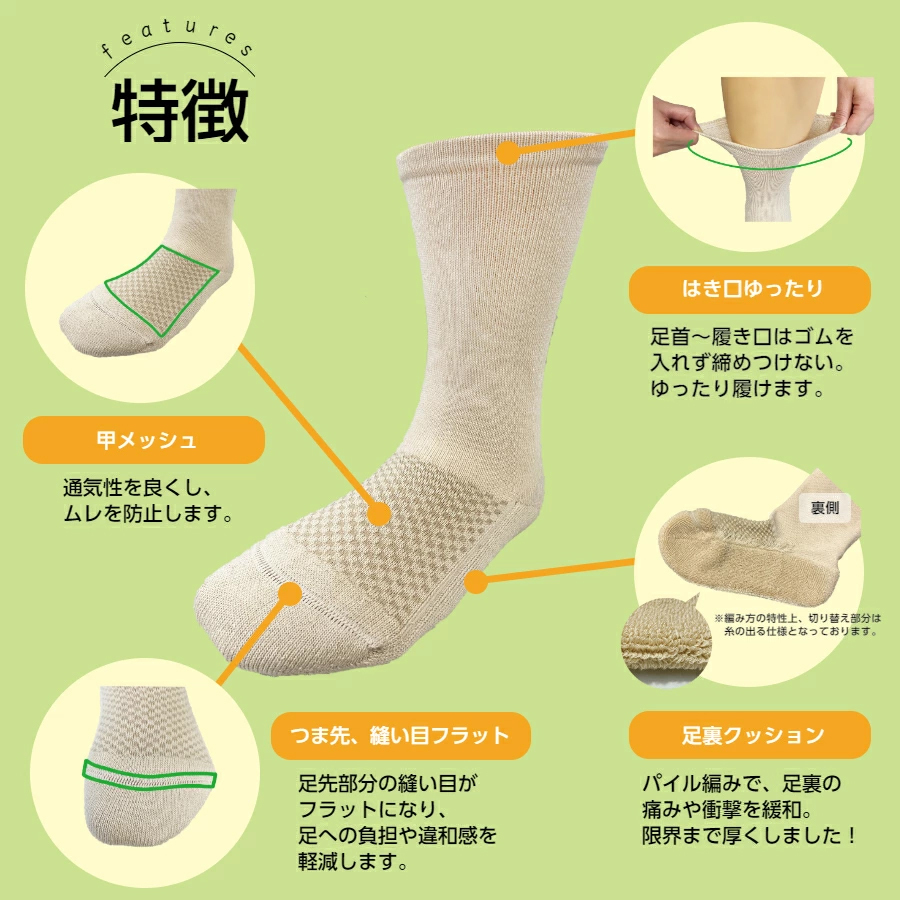 糖尿病用靴下「らくした」 婦人用（22～24cm）・ブラック