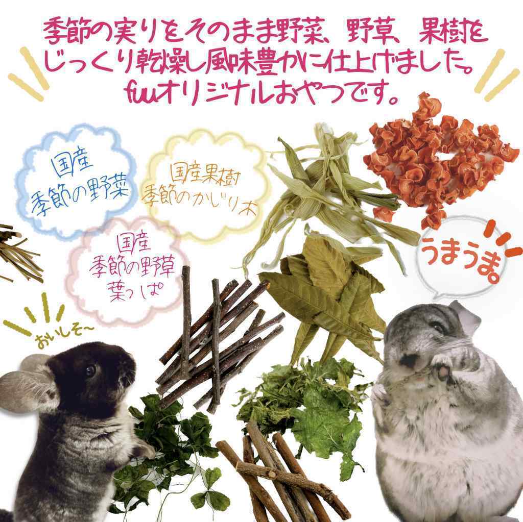 fuu 小動物のかじり木・おやつ　SpecialアソートBOX（1個）　［ 小動物 野菜 野草 果樹 国産 葉っぱ ナチュラル 無添加 無着色 ペットフード ごはん おやつ エサ えさ 餌 詰め合わせ ］