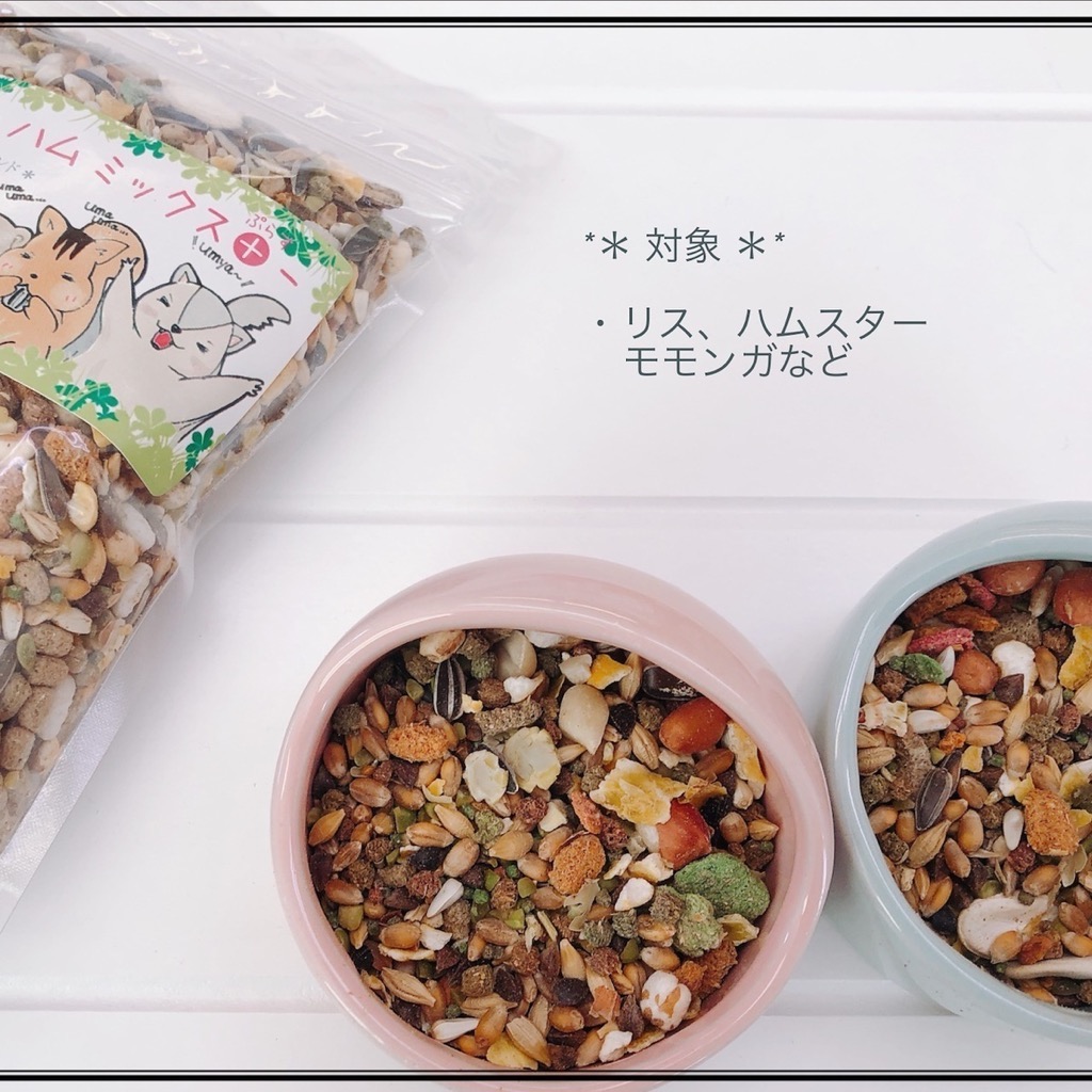 fuu うまうまセレクション リス ・ハムミックス＋（880ｇ）　［ リス ハムスター モモンガ フード ペットフード 餌 えさ エサ 小動物用 穀物 野菜 プロポリス ミネラル 総合バランス食 脂質消化 ］