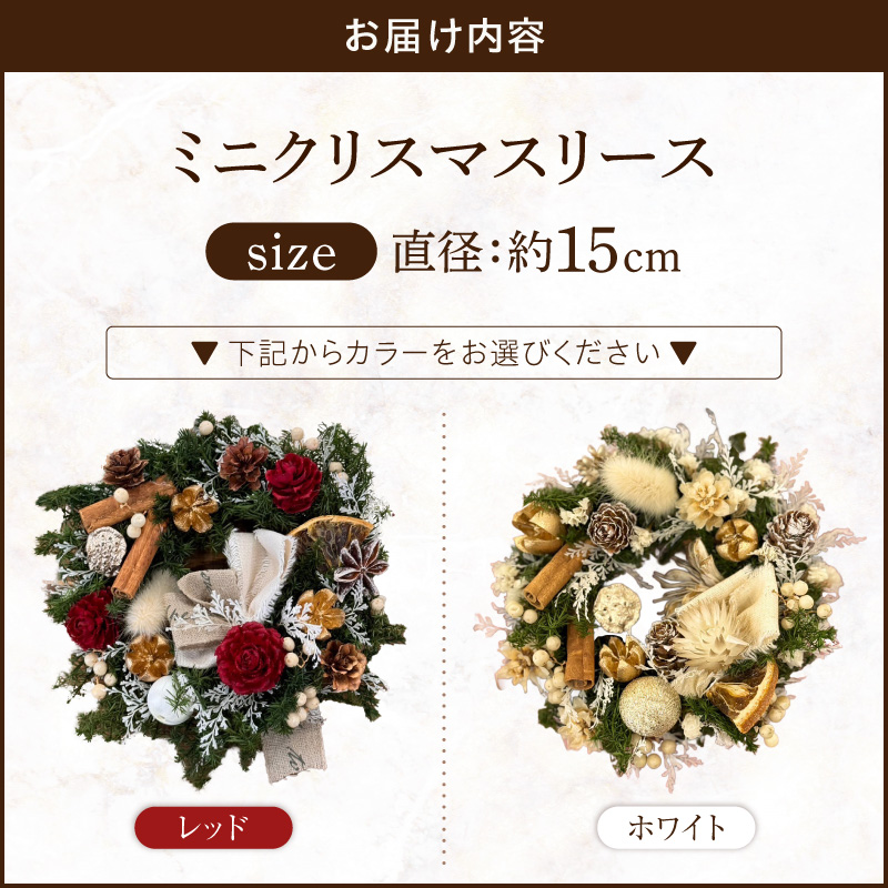 ミニクリスマスリース　［ クリスマス フラワーリース インテリア 花 おしゃれ かわいい 飾り クリスマスツリー デコレーション パーティー ］ ［133O14］
