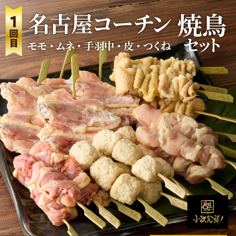 【半年に1回　計2回定期便】名古屋コーチン焼鳥セット・名古屋コーチン鍋&名古屋コーチン1羽分セット