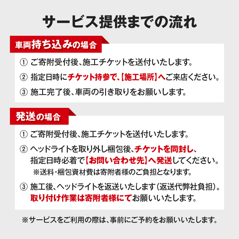 リペア専門店が贈る「ヘッドライトリペア+プロテクションフィルム施工チケット」　ヘッドライト 黄ばみ 曇り 変色 リペア 劣化軽減 フィルム 自動車 メンテナンス