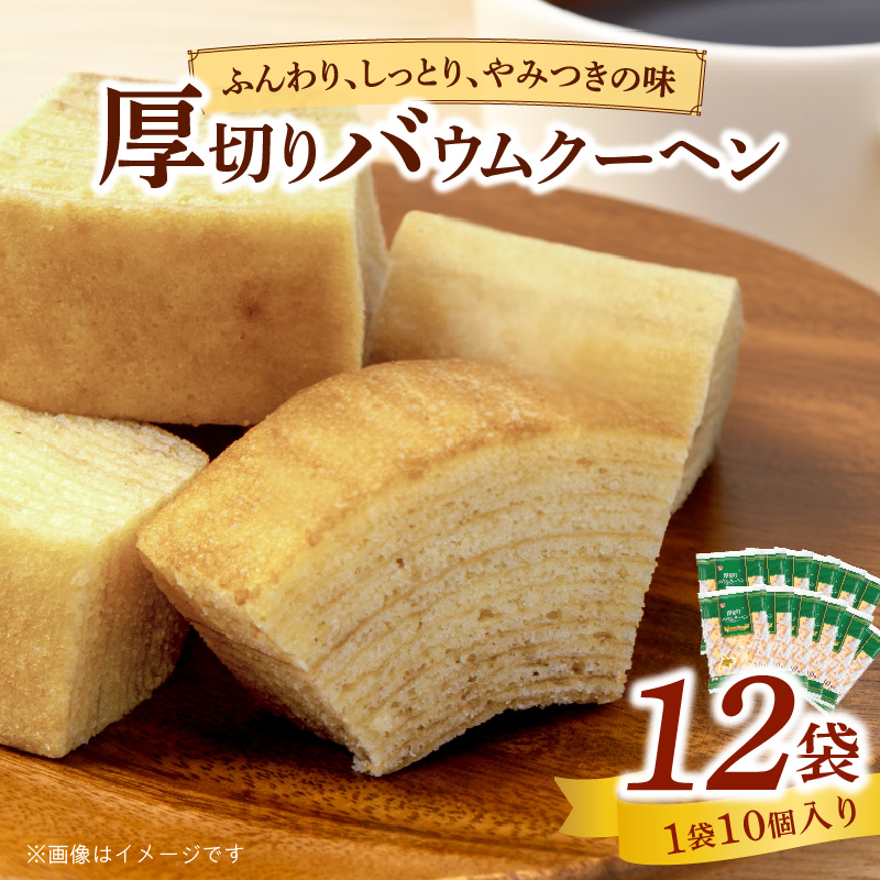 エースベーカリー　厚切りバウムクーヘン　10個×12袋　バウムクーヘン バームクーヘン おやつ おかし スイーツ お菓子 個包装 ［134T01］