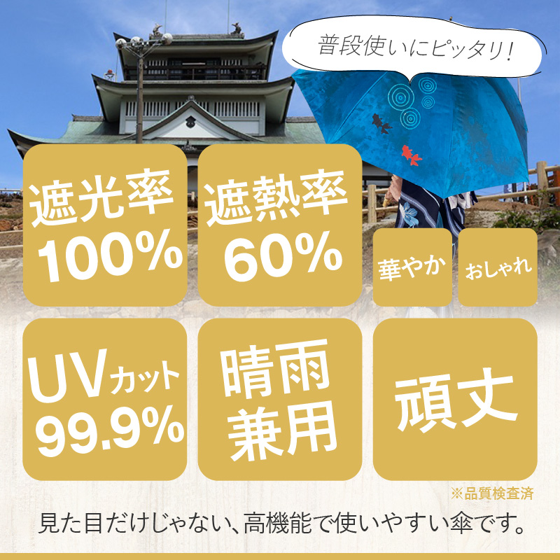 UVカット竹傘　紫外線99.9％カット晴雨兼用長傘④クジラ柄
