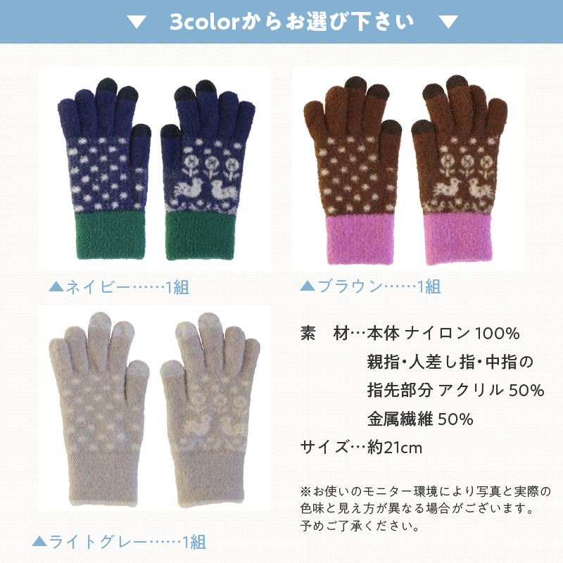 手袋　ことり（ライトグレー）