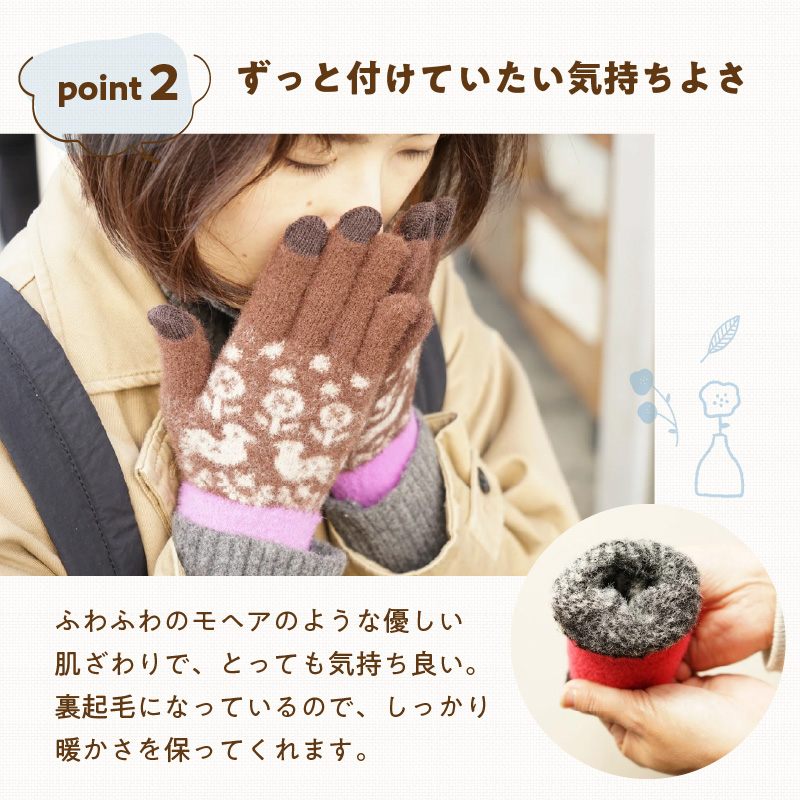 手袋　ことり（ライトグレー）