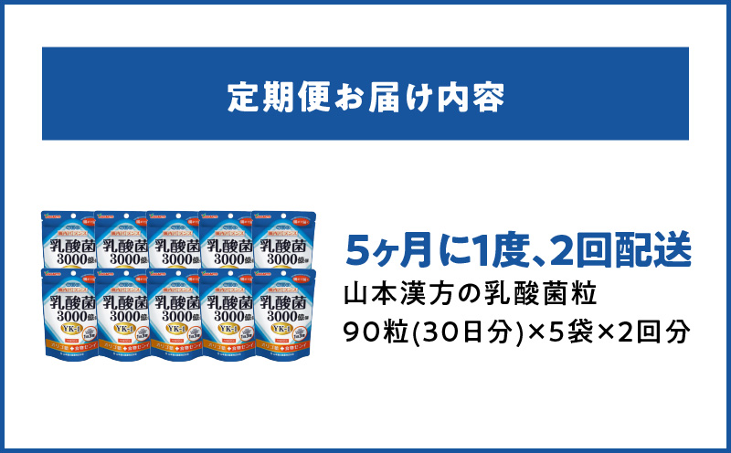 ＜5ヶ月に1度、2回送付定期便＞乳酸菌粒