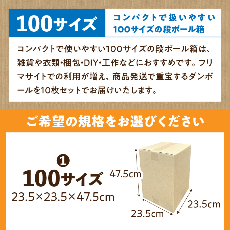 梱包用段ボール　100サイズ　10枚（49×33×10cm）