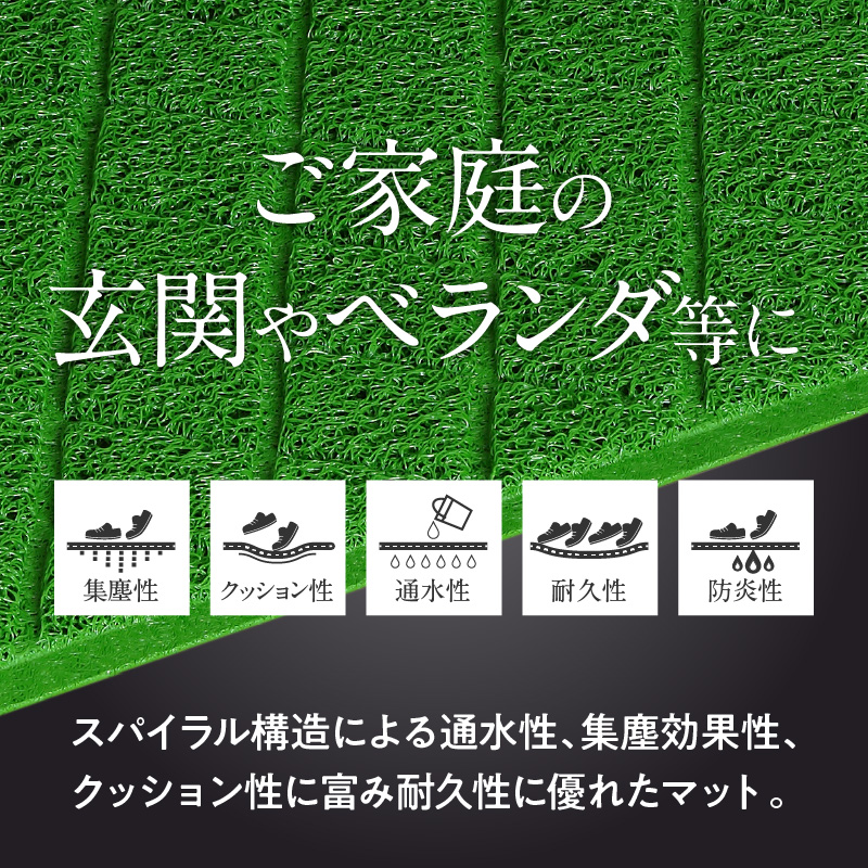 耐久性に優れた泥落としマット　約450mm×750mm　(2．ライトグリーン)
