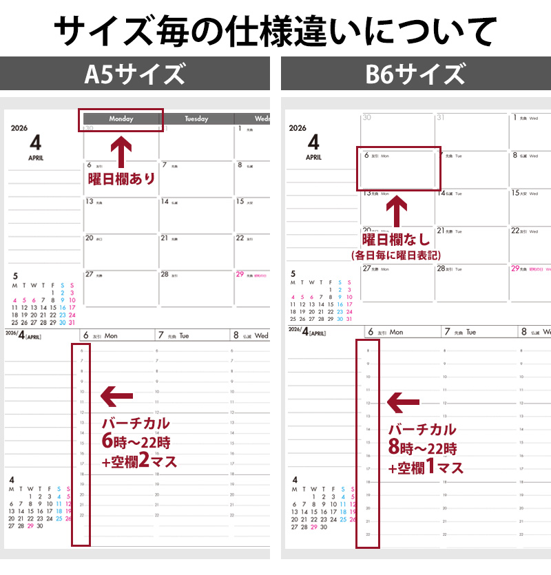 セパレートダイアリー　ウィークリー＆マンスリーA5　ラウンドカバー付き「4月始まり／シルバーグレー」