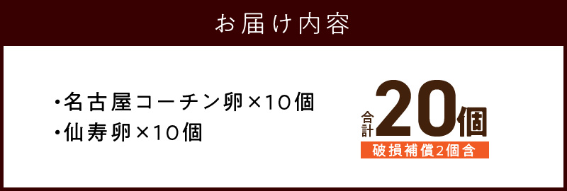 名古屋コーチン卵・仙寿卵お試しセット(各10個入り)