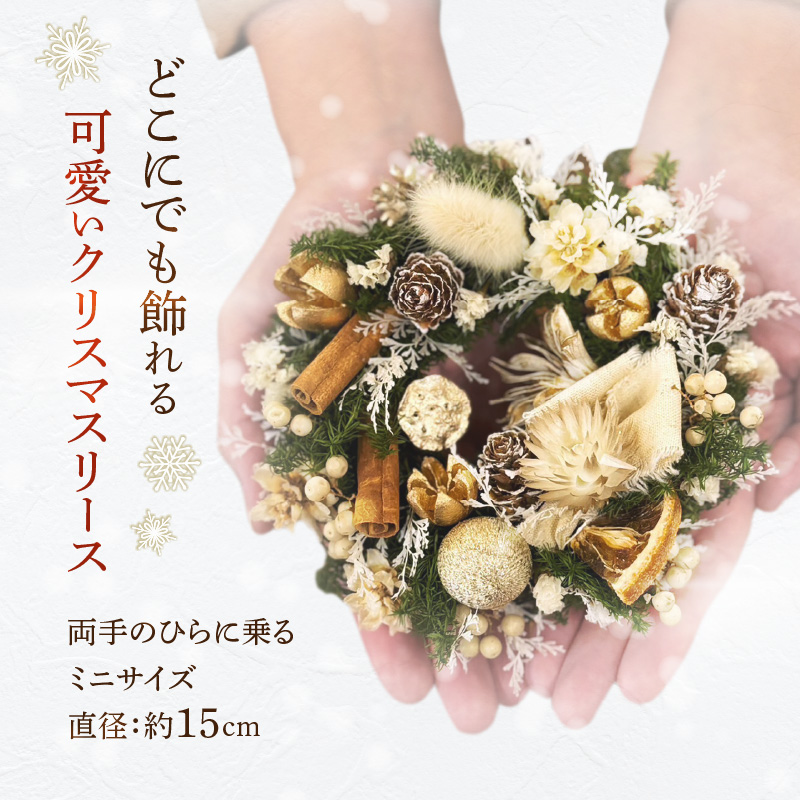 ミニクリスマスリース　［ クリスマス フラワーリース インテリア 花 おしゃれ かわいい 飾り クリスマスツリー デコレーション パーティー ］