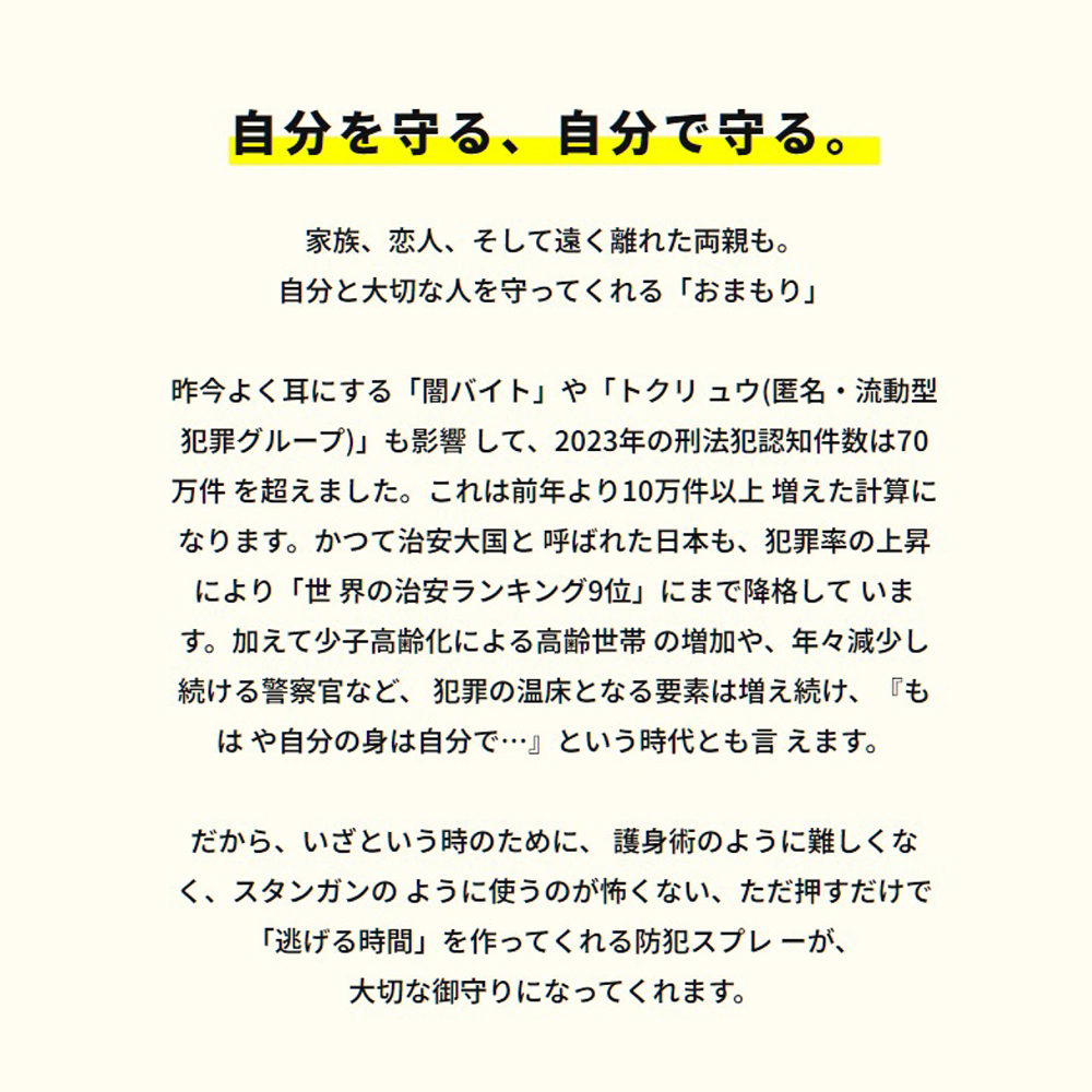 防犯スプレー ICHIGEKI ウイアール【防犯グッズ いちげき 護身 安全 安心 国産 防犯 対策 三重県 四日市市 四日市市ふるさと納税】