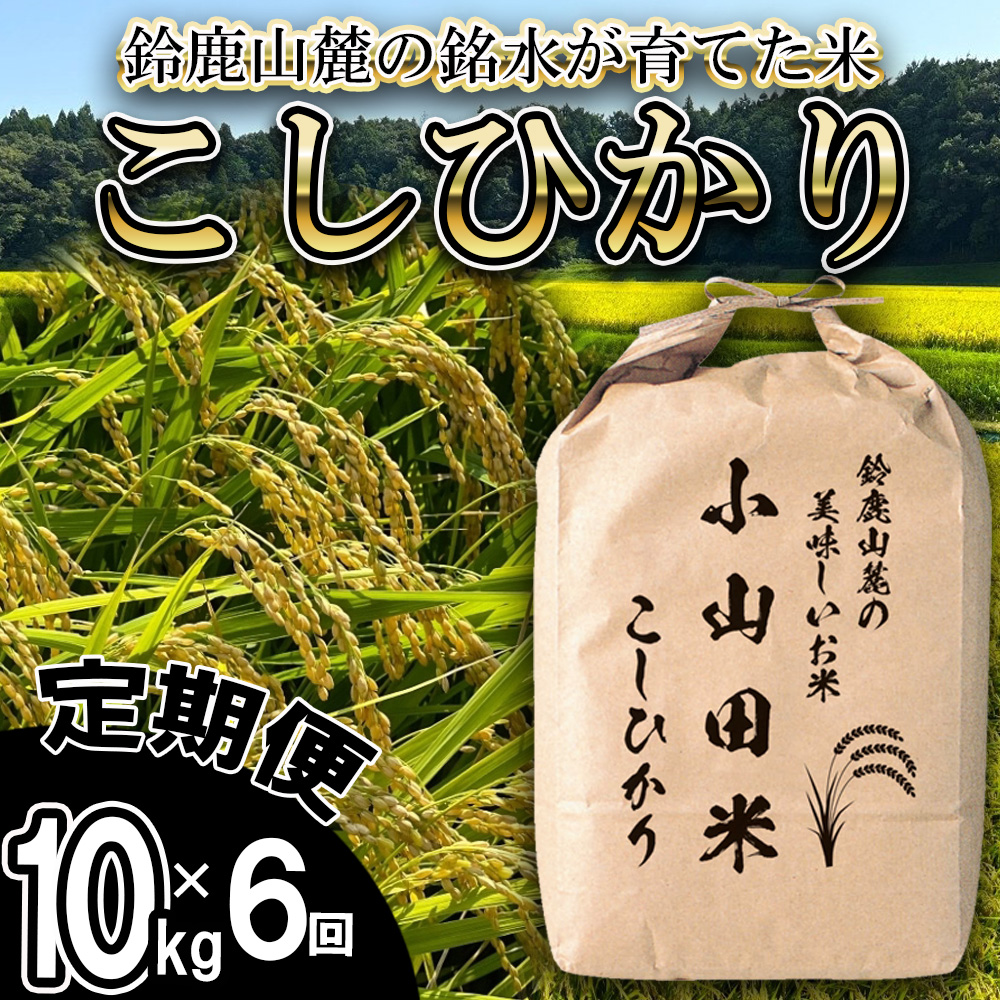 ＜定期便＞【令和8年度】新米 こしひかり（精米）10kg【6ヶ月】鈴鹿山麓の銘水が育てた米l 米どころ 三重県産 小山田地区 小山田米 米 コメ 白米 精米