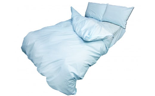 ４日市 Good Sleeps 　寝具４点セット（ダブル　掛け布団カバー、ボックスシーツ、ピロケース2枚）ブルー