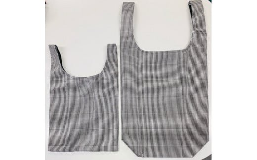 made in Yokkaichi　強撥水エコバッグ+ランチバッグ（黒白ギンガムチェック）