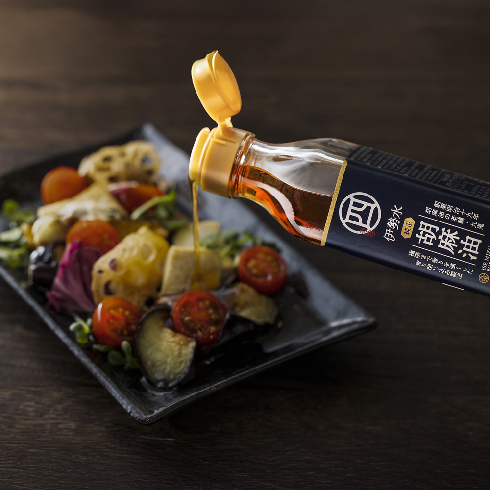 四日市認定地場特産品【泗水十貨店（しすいじっかてん）】伊勢水純正胡麻油（３本セット）手提げ袋付き