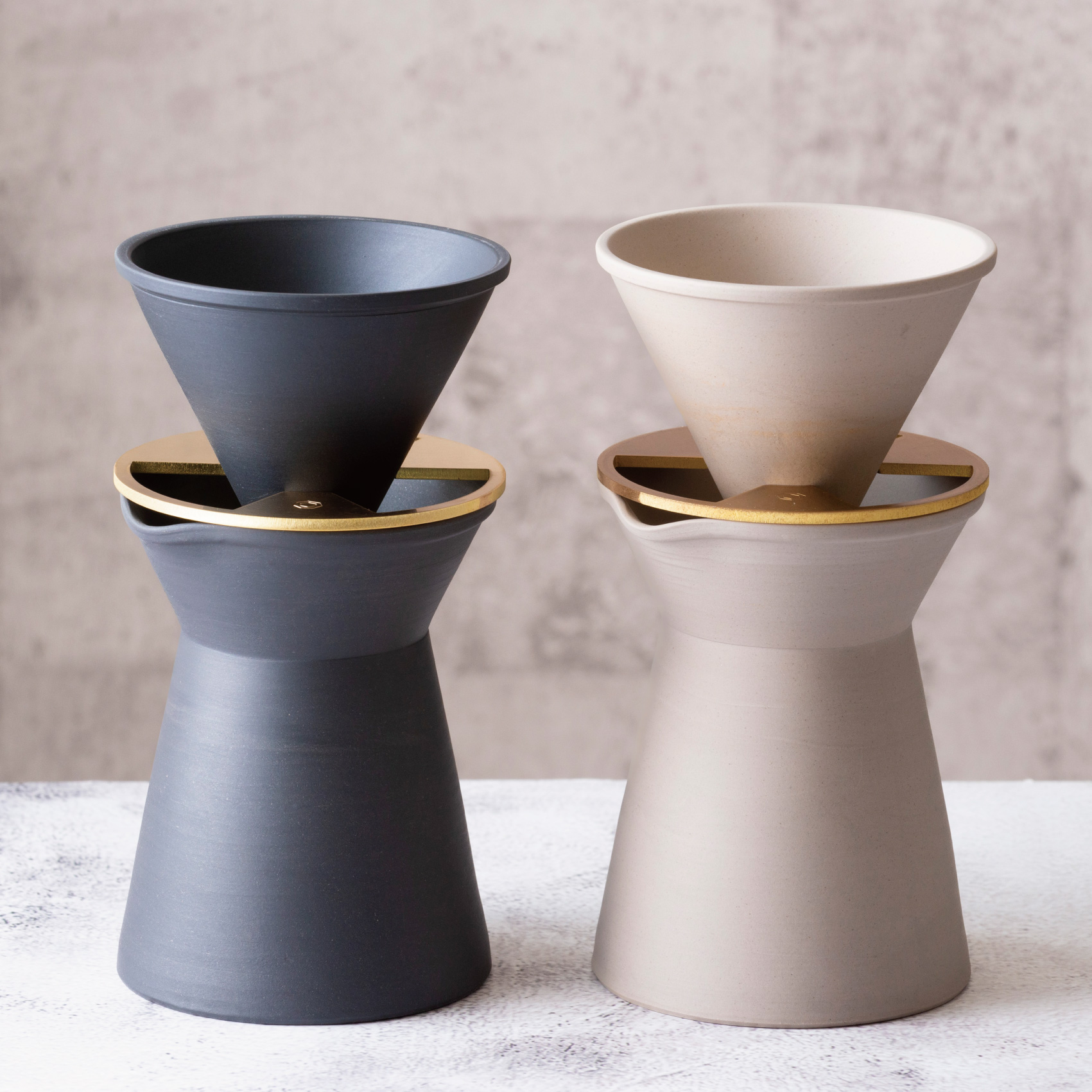 【萬古焼（ばんこやき）】コーヒードリッパーセット　黒練（コーヒー器具：ドリッパー、サーバー、真鍮台一式）南景製陶園【コーヒー 珈琲 ドリッパー キッチン用品 キッチン雑貨 食器 ギフト 三重県 三重 四日市市 四日市 四日市市ふるさと納税 四日市ふるさと納税】