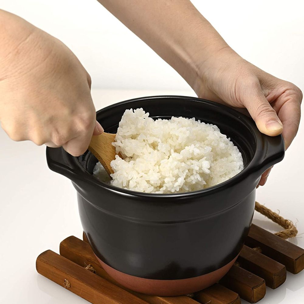 【萬古焼（ばんこやき）】フタがガラスのご飯釜1～2合炊き　HARIO　ハリオ