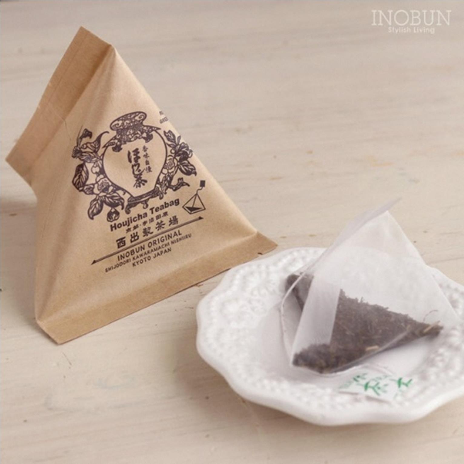 京都西出製茶場×INOBUNオリジナル宇治ほうじ茶テトラティーバッグ10個セット〈コラボ お茶 茶 ティーバッグ ほうじ茶 京都 テトラ セット オリジナル レトロ プチギフト 手土産 ギフト ご挨拶〉in1501
