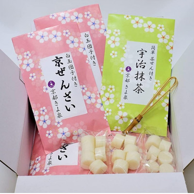 京都きよ泉 自分で作って楽しむ「お手作りぜんざい 6食セット (白玉餅、抹茶、簡単茶筅付き)」〈宇治抹茶 抹茶 白玉 お取り寄せ 抹茶スイーツ スイーツ デザート 和菓子 ギフト 贈り物〉 56210380