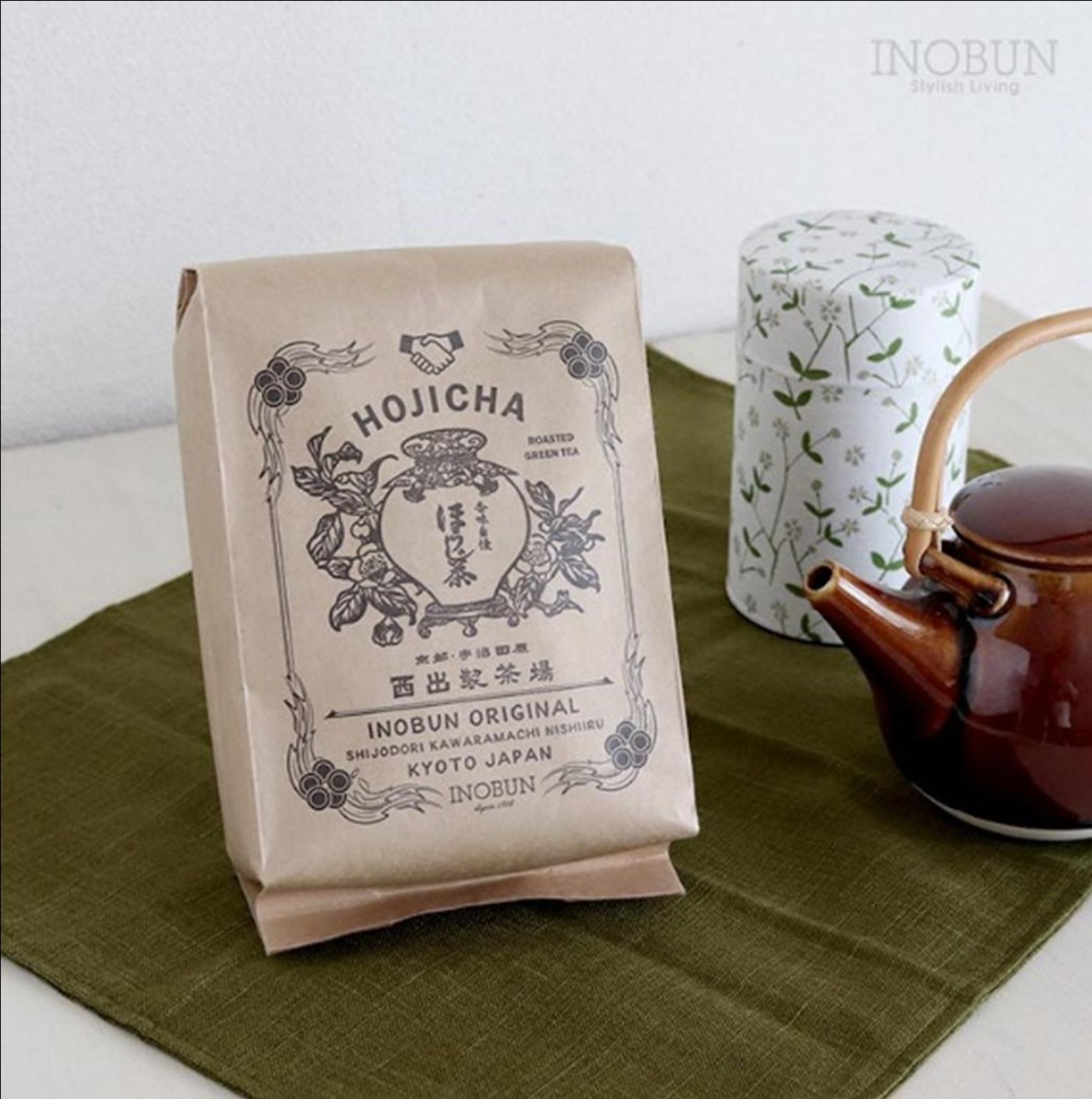 京都西出製茶場×INOBUNオリジナル宇治ほうじ茶140g茶葉 10個セット〈コラボ お茶 茶 茶葉 ほうじ茶 京都 セット オリジナル レトロ プチギフト 手土産 ギフト ご挨拶〉in1901