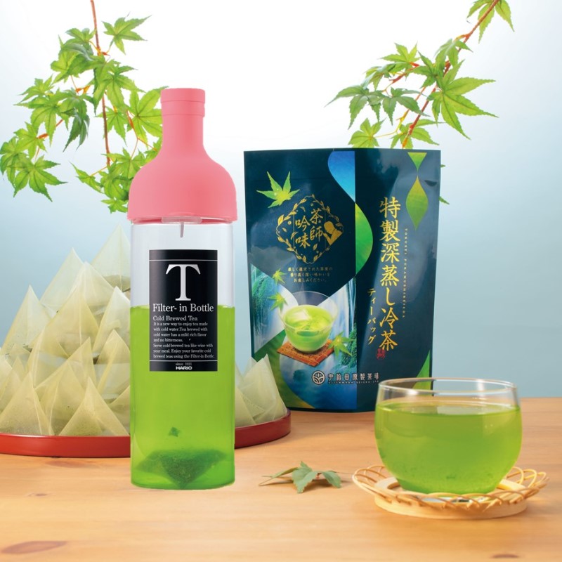 【緑茶水出し】耐熱ボトルと深蒸し冷茶(4g×62袋入)セット〈お茶 茶 冷茶 煎茶 緑茶 水出し 茶葉 ティーバッグ ハリオ 耐熱ボトル 深蒸し茶 深むし 飲料〉  56210012
