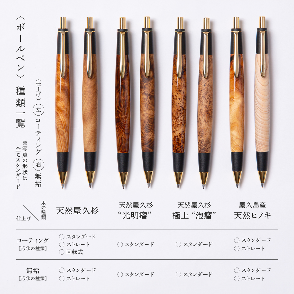天然屋久杉無垢ボールペン・ストレートタイプ（0.7mm）１本　〈文具 文房具 ペン 雑貨 ギフト 贈答 プレゼント 記念品〉56210398