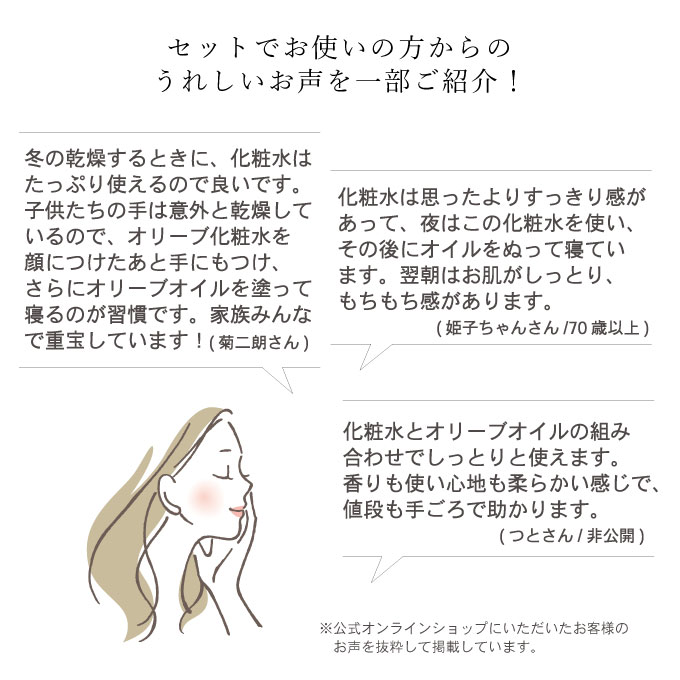 オリーブマノングリーンローション＆化粧用オイルセット 美容 化粧用オイル 化粧水 オイル オリーブオイル ヘアケア 肌ケア ネイルケア 添加物不使用