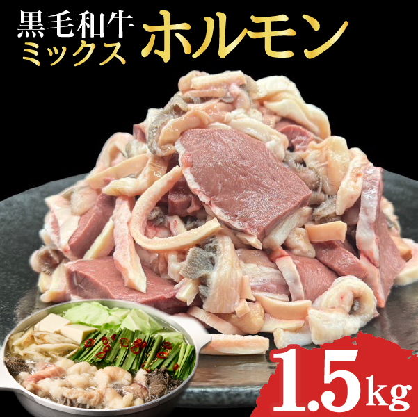 宮崎県産ミックスホルモン 500g×3P 計1.5kg（牛肉 肉 ホルモン 黒毛和牛 もつ鍋 焼肉 鍋）