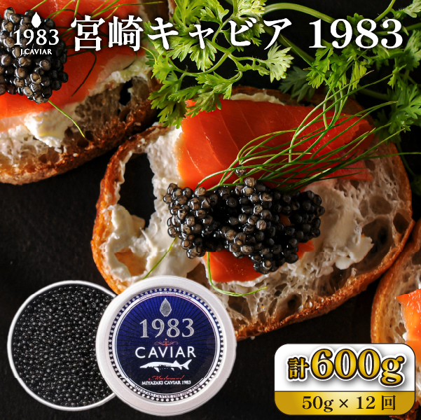 【定期便・全12回】＜国際線ファーストクラス採用＞宮崎キャビア1983 50g×12回（国産 キャビア 魚卵 宮崎県 宮崎 小林市 定期便）