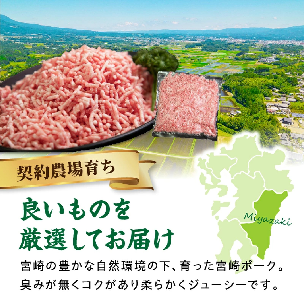 【産地直送・個包装】契約農場ですくすく育った宮崎ポークひき肉　2kg