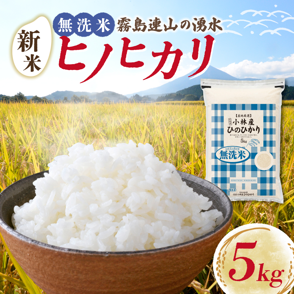 【令和7年産米】無洗米ヒノヒカリ 5kg（国産 米 無洗米 お米 精米 令和7年産 ひのひかり 5kg 数量限定 宮崎県小林市）