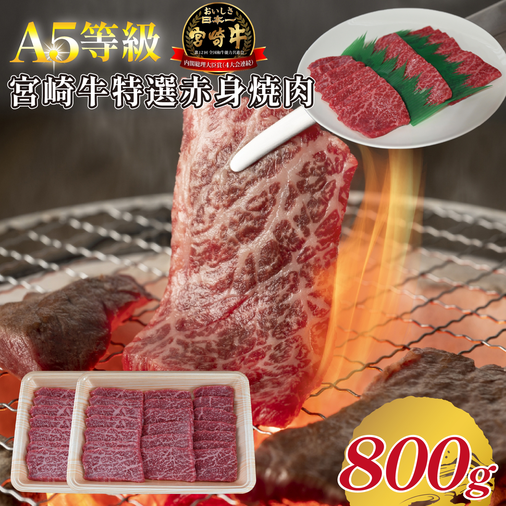 【A5等級】宮崎牛特選赤身焼肉 800g  宮崎牛 ブランド牛 和牛 牛肉 焼肉 特選和牛 赤身 A5 宮崎県 小林市