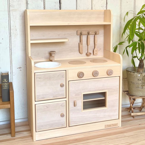 手作り木製玩具／ままごとキッチンデラックスタイプ（ナチュラル）