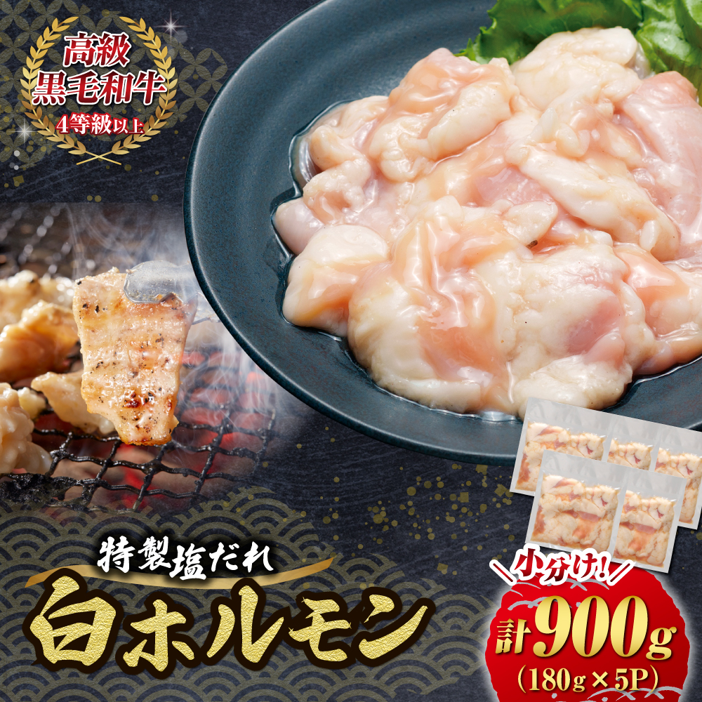 【自社農場和牛】黒毛和牛 特製塩だれ白ホルモン 900g （国産 黒毛和牛 宮崎牛 牛肉 塩だれ ホルモン 白ホルモン 冷凍 宮崎県 小林市）