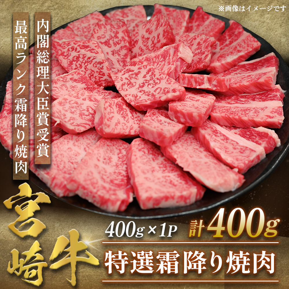 【A5等級】宮崎牛特選霜降り焼肉 （400g×1P） 宮崎牛 ブランド牛 和牛 牛肉 焼肉 特選和牛 霜降り A5 宮崎県 小林市