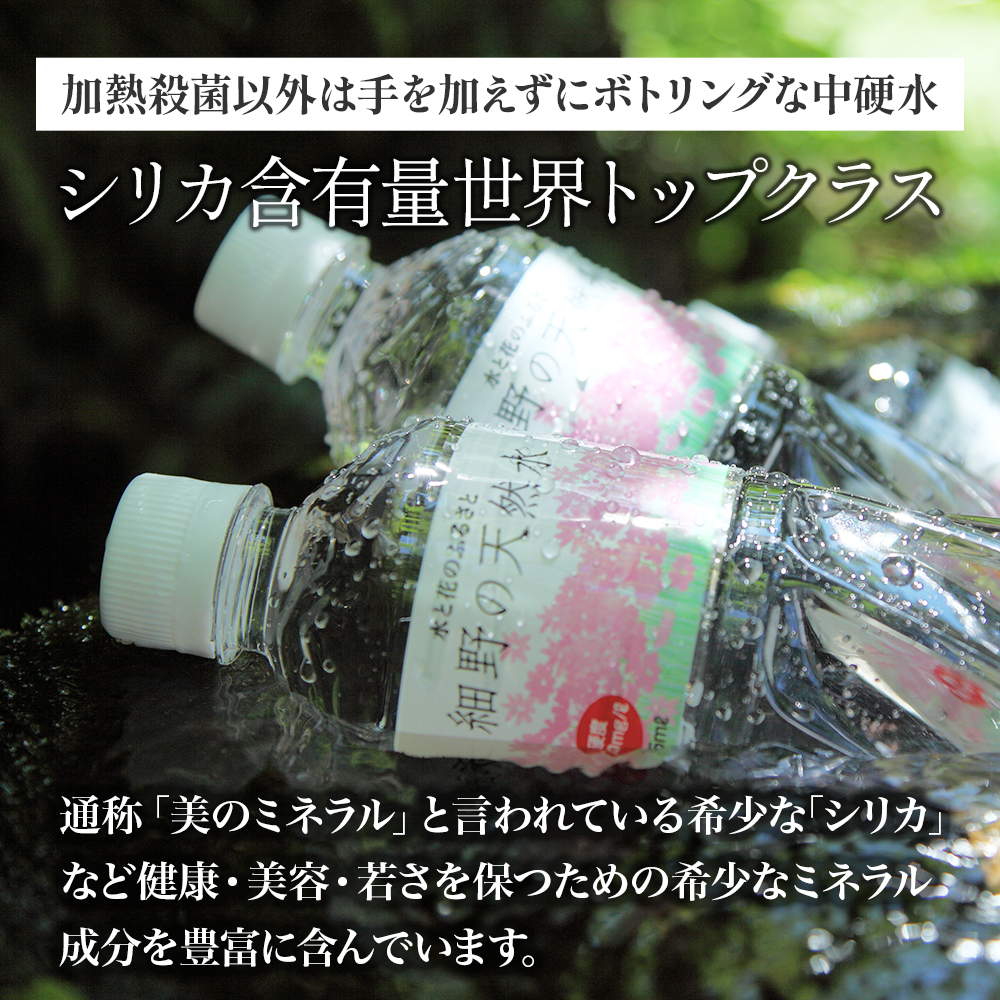 【シリカたっぷり】細野の天然水 555ml×24本 4箱（ミネラルウォーター 天然水 水 中硬水 シリカ ミネラル 美容 健康 人気 宮崎県 小林市）