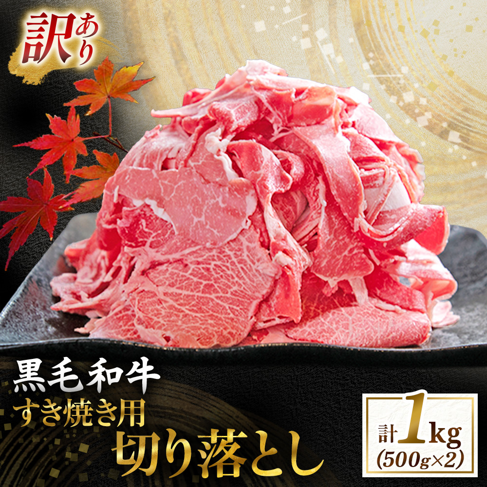 【訳あり】宮崎県産黒毛和牛すき焼き用切り落とし 1.0kg（国産 牛肉 和牛 薄切り スライス 切り落とし 赤身 訳あり）