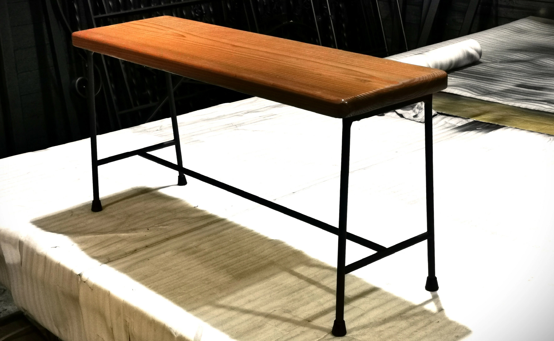 【鉄職人手作り】素朴なベンチ <ばすぷすん工房> 　ベンチ クラフト 椅子 ハンドメイド 手作りベンチ