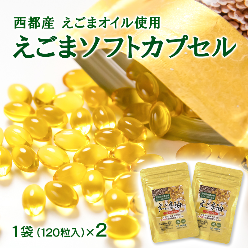 【毎日の美容と健康に】えごまマイスターがつくる『えごまカプセル』　120粒×2袋　約2ケ月分』エゴマオイル＜22-4a＞